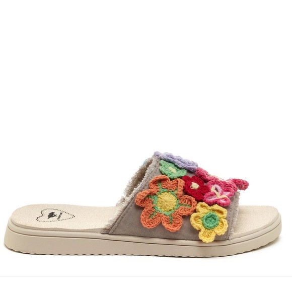 Rocket Dog Novel Comfort Flip Flop Slides Crocheted Embellished Florals Size 8 - Picture 4 of 4